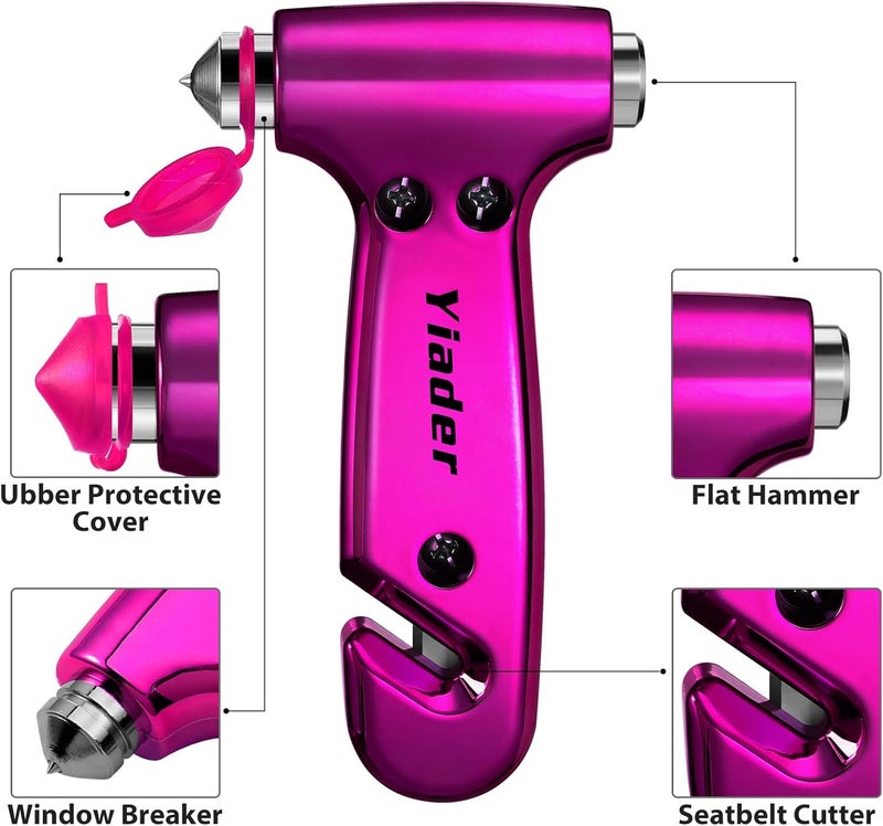 Yiader Store Window Breaker, 3-in-1 Emergency Escape Tool with seat Belt Cutter and Glass Breaker, Safety Emergency Car Escape Tool for Car, Electroplating Pink - Image 3